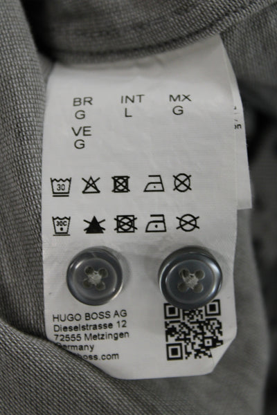 Boss Hugo Boss Mens Gray Polka Dot Long Sleeve Button Up Shirt Size L