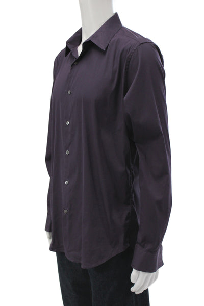 Theory Men's Long Sleeves Button Down Shirt Purple Size L