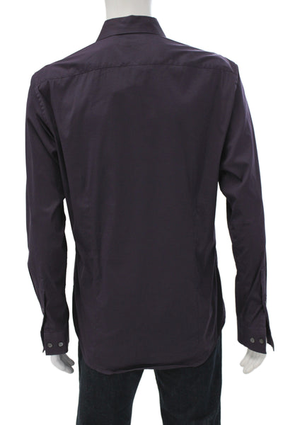 Theory Men's Long Sleeves Button Down Shirt Purple Size L
