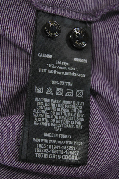 Ted Baker London Mens Button-Down Polo Purple Cotton Size 5