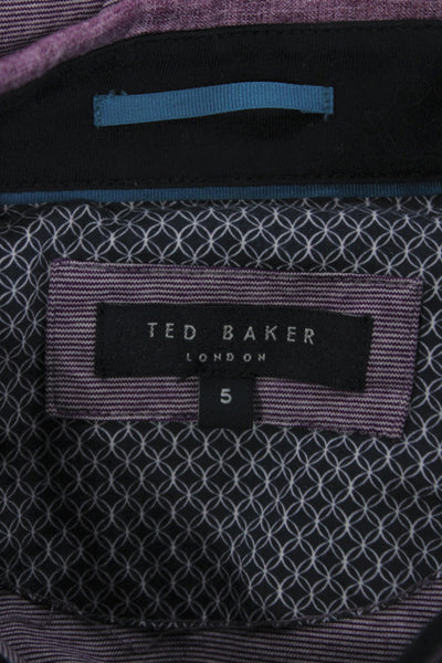 Ted Baker London Mens Button-Down Polo Purple Cotton Size 5