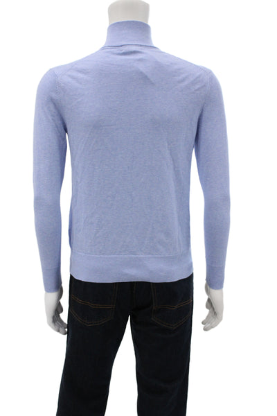 Brooks Brothers Mens Light Blue Mock Neck Pullover Sweater Zip Cotton Size XS