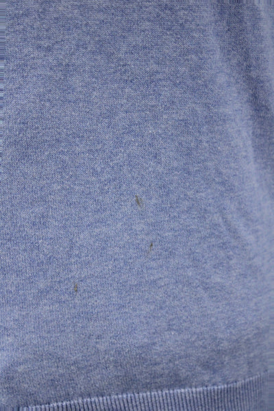 Brooks Brothers Mens Light Blue Mock Neck Pullover Sweater Zip Cotton Size XS