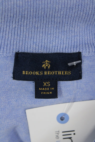 Brooks Brothers Mens Light Blue Mock Neck Pullover Sweater Zip Cotton Size XS