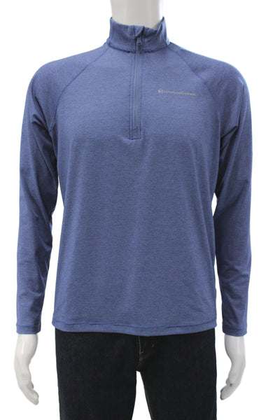 Vineyard Vines Mens Blue Striped Mock Neck Long Sleeve T Shirt Size XL