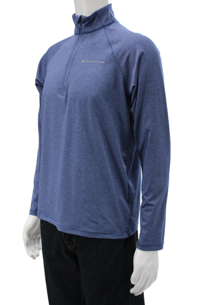 Vineyard Vines Mens Blue Striped Mock Neck Long Sleeve T Shirt Size XL