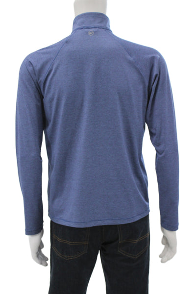 Brooks Brothers Mens Light Blue Mock Neck Pullover Sweater Zip Cotton Size XS