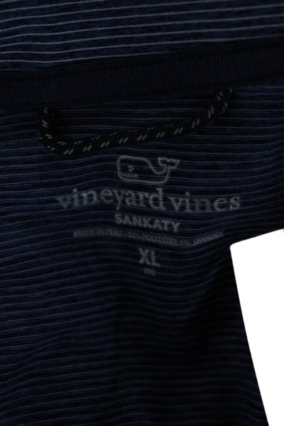 Vineyard Vines Mens Blue Striped Mock Neck Long Sleeve T Shirt Size XL