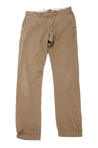 J Crew Mens Chinos Khakis Brown Button 99% Cotton Size 29