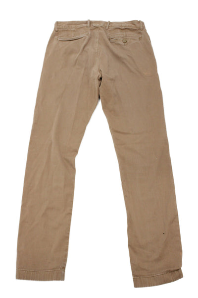 J Crew Mens Chinos Khakis Brown Button 99% Cotton Size 29