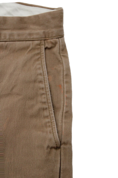 J Crew Mens Chinos Khakis Brown Button 99% Cotton Size 29