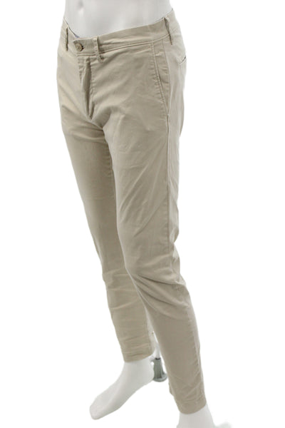 J Crew Mens Chino Pants Khaki Beige Button Cotton Stretch Size 30