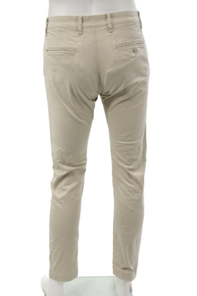 J Crew Mens Chino Pants Khaki Beige Button Cotton Stretch Size 30