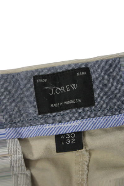 J Crew Mens Chino Pants Khaki Beige Button Cotton Stretch Size 30