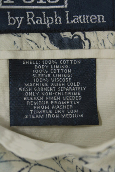 Polo Ralph Lauren Mens Beige Floral Cotton Blazer Long Sleeve Size XL