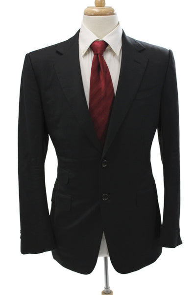 Gucci Mens Black 100% Wool Suit Jacket Button Collared Long Sleeve Size 48