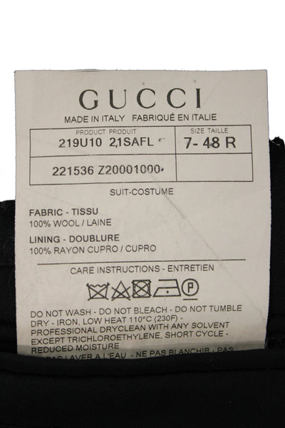 Gucci Mens Black 100% Wool Suit Jacket Button Collared Long Sleeve Size 48