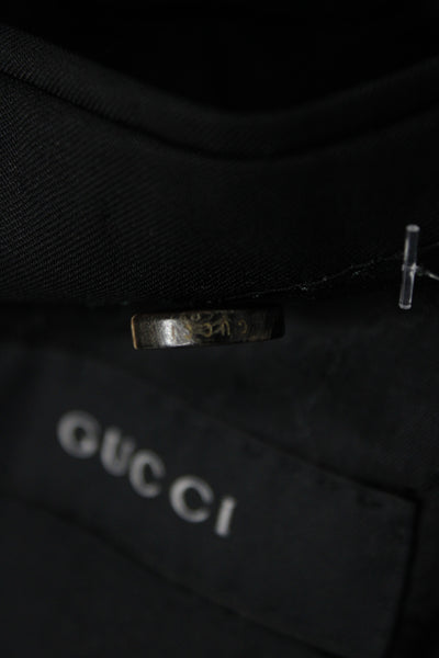 Gucci Mens Black 100% Wool Suit Jacket Button Collared Long Sleeve Size 48
