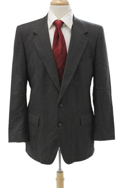 Givenchy Mens Dark Gray Wool Blazer Collared Button Classic Fall Size S