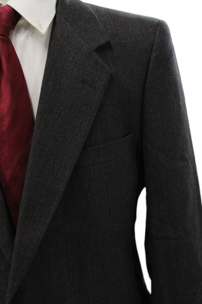 Givenchy Mens Dark Gray Wool Blazer Collared Button Classic Fall Size S