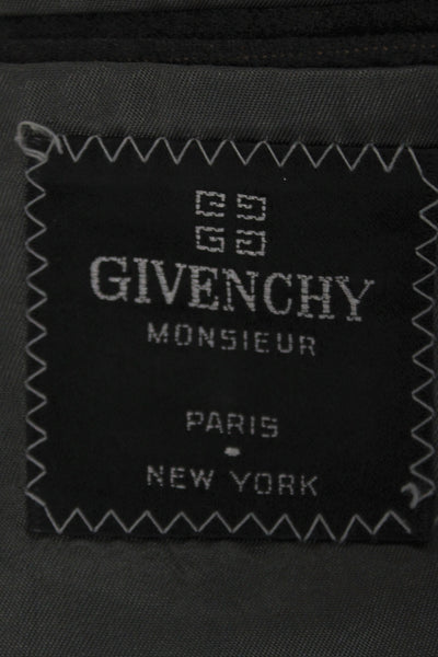 Givenchy Mens Dark Gray Wool Blazer Collared Button Classic Fall Size S