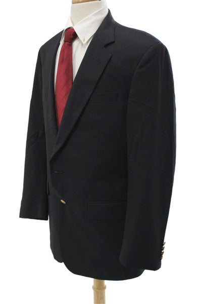 Brooks Brothers Mens Dark Blue Worsted Wool Blazer Button Collared Size 40