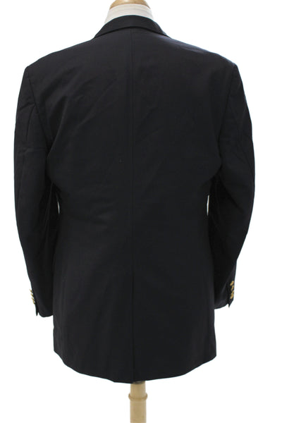 Brooks Brothers Mens Dark Blue Worsted Wool Blazer Button Collared Size 40