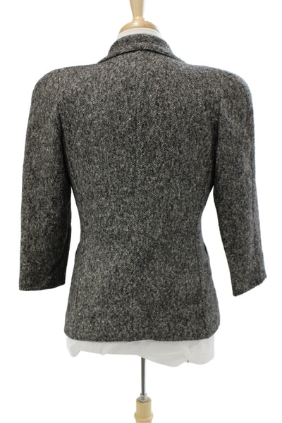 Gianni Versace Mens Gray Herringbone Wool Blazer Button 3/4 Sleeve Size 40