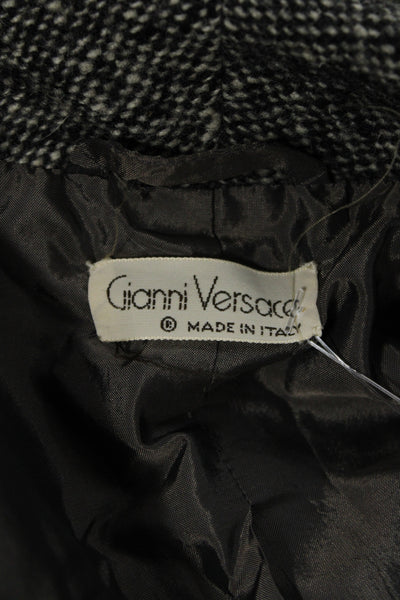 Gianni Versace Mens Gray Herringbone Wool Blazer Button 3/4 Sleeve Size 40