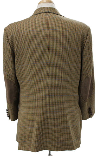 Brooks Brothers Men Sport Coat Brown Wool Check Classic Collared Button Size 40