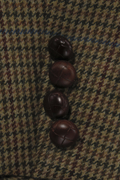 Brooks Brothers Men Sport Coat Brown Wool Check Classic Collared Button Size 40
