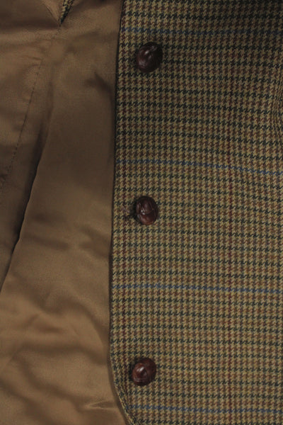 Brooks Brothers Men Sport Coat Brown Wool Check Classic Collared Button Size 40