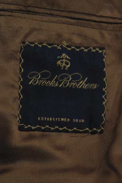 Brooks Brothers Men Sport Coat Brown Wool Check Classic Collared Button Size 40