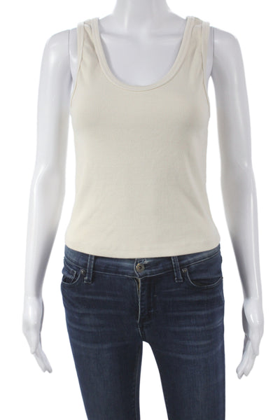 Perfect White Tee Women Basic White Sleeveless Tank Round Neck Size M