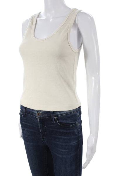 Perfect White Tee Women Basic White Sleeveless Tank Round Neck Size M