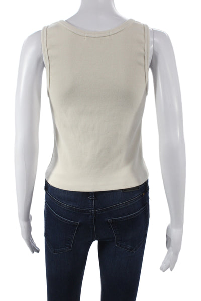 Perfect White Tee Women Basic White Sleeveless Tank Round Neck Size M