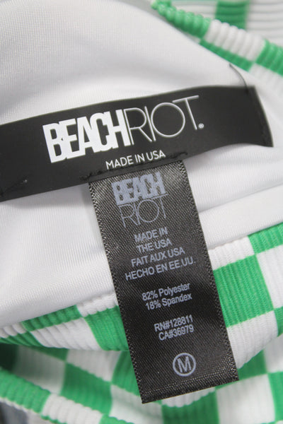 Beach Riot Womens Swimwear Green Check Size M