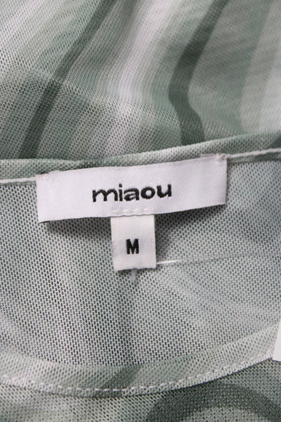Miaou Womens Long Sleeve Top Green Geometric Crew Neck Size M