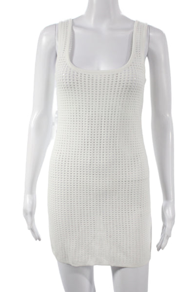 Superdown Women White Mini Tank Dress Cotton Denim Grunge Size M