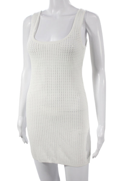 Superdown Women White Mini Tank Dress Cotton Denim Grunge Size M