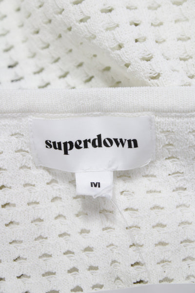 Superdown Women White Mini Tank Dress Cotton Denim Grunge Size M