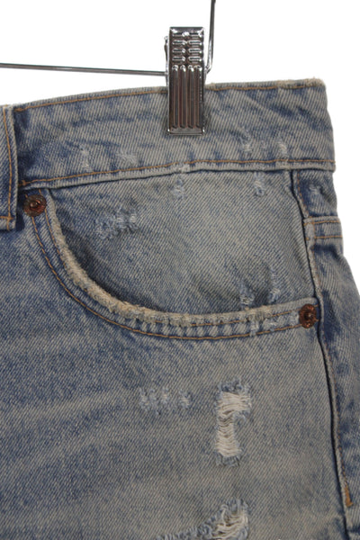 Zara Unisex Light Blue 90s Cotton Button Shorts Size 8