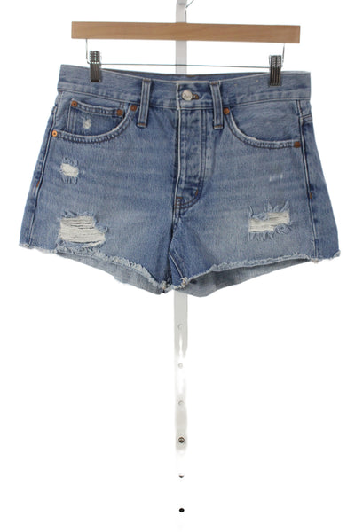 Madewell Unisex 90s Blue Button Closure 100% Cotton Shorts Size 25