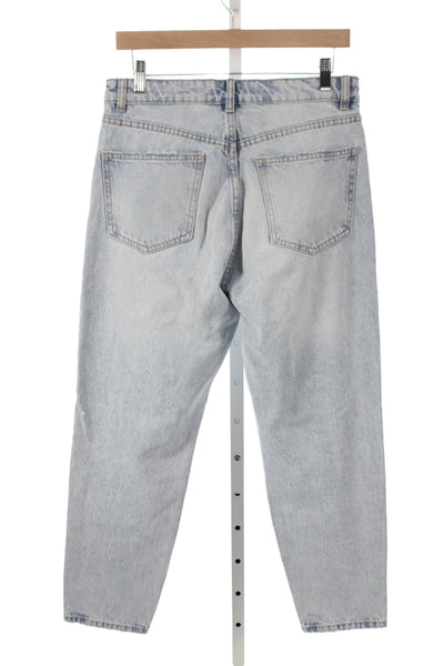 Zara Unisex Straight Tapered Jeans Light Blue High Rise 100% Cotton Size 8