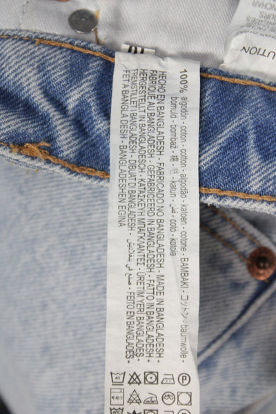 Zara Unisex Straight Tapered Jeans Light Blue High Rise 100% Cotton Size 8