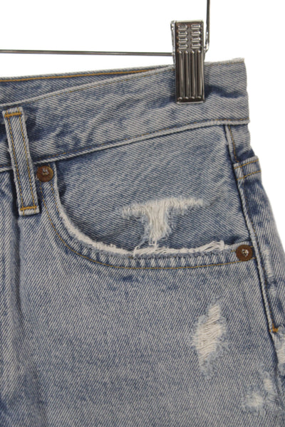 Agolde Unisex Light Blue 100% Cotton 90s Shorts Button Closure Size 24