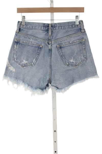 Agolde Unisex Light Blue 100% Cotton 90s Shorts Button Closure Size 24