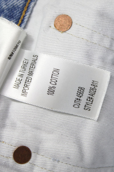 Agolde Unisex Light Blue 100% Cotton 90s Shorts Button Closure Size 24