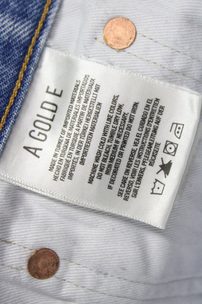 Agolde Unisex Light Blue 100% Cotton 90s Shorts Button Closure Size 24
