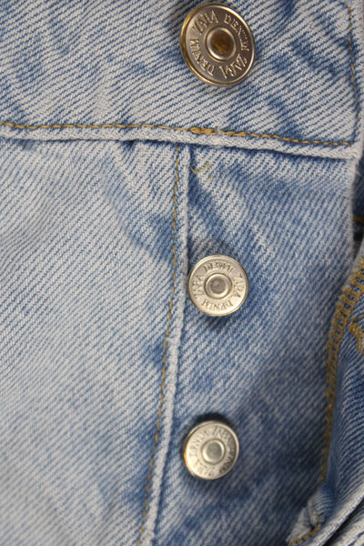 Zara Unisex Light Blue Solid Cotton Grunge Shorts Size 8